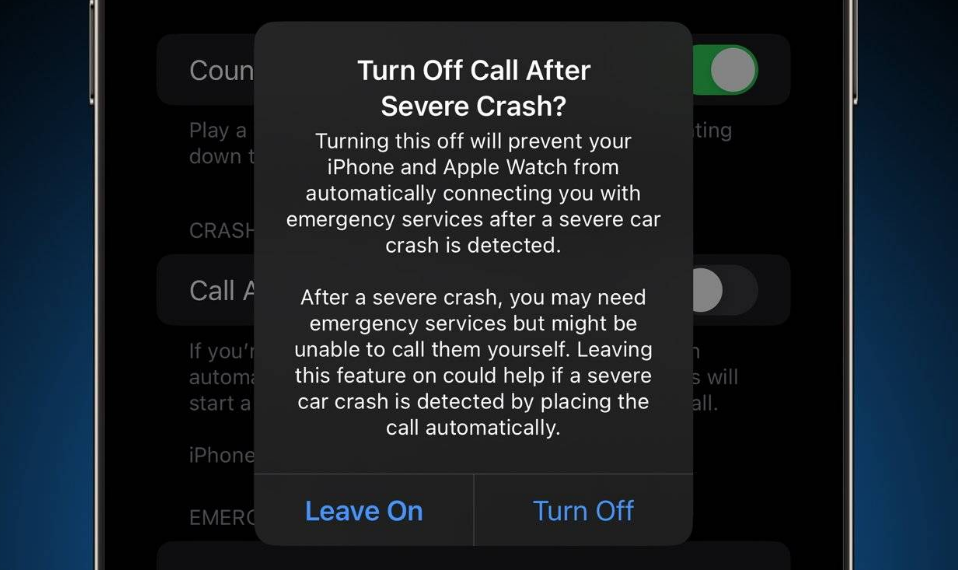 印台苹果14维修分享 iPhone 14 和 Apple Watch 上关闭崩溃检测 