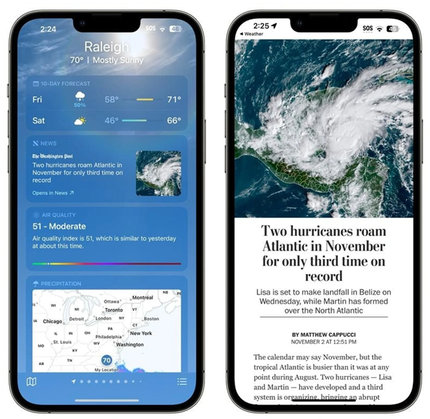 印台苹果14维修分享iPhone 14手机如何看天气时顺带看新闻 