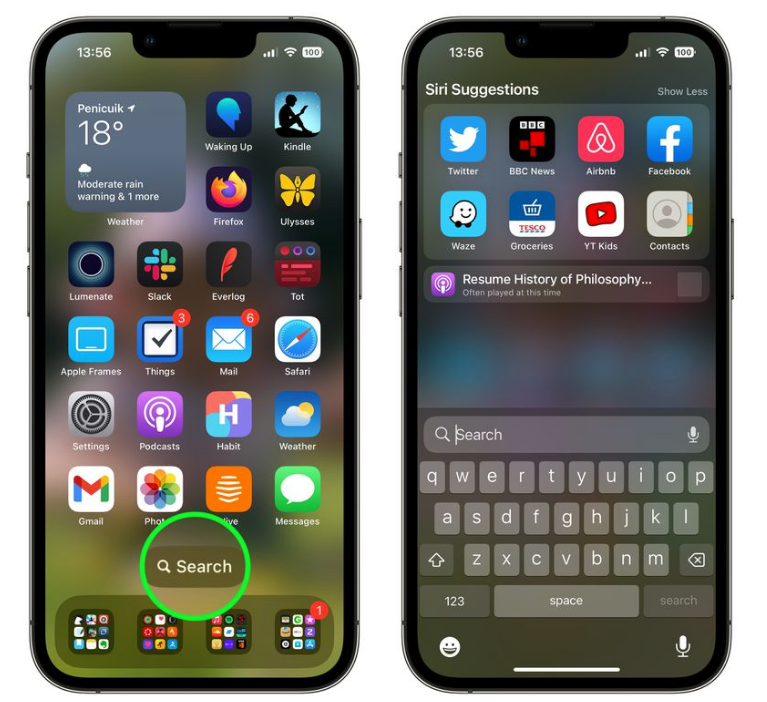 印台苹果手机维修分享升级到 iOS 16 后，如何删除主屏幕上的搜索按钮 